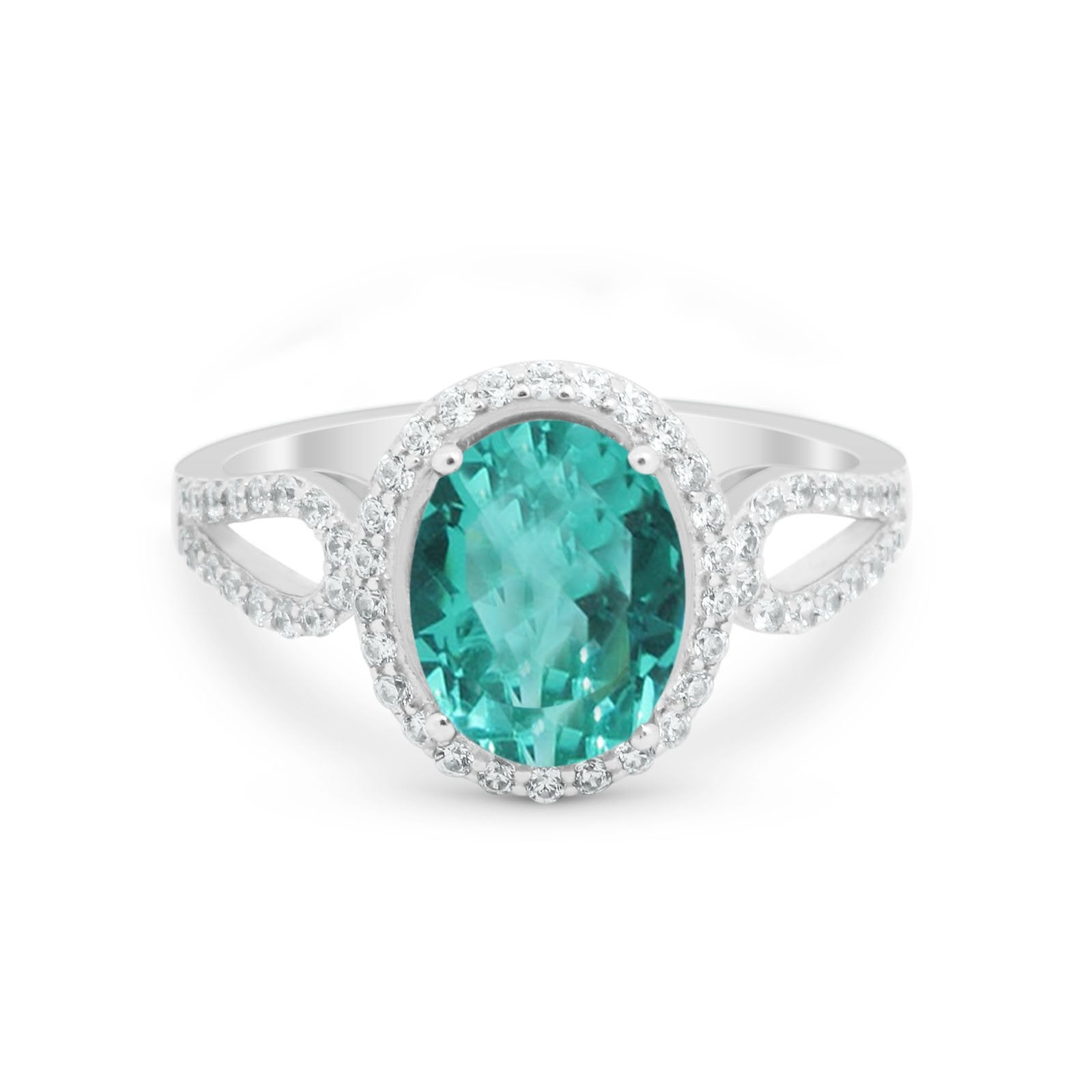 Halo Art Deco Engagement Ring Round Simulated Cubic Zirconia 925 Sterling Silver