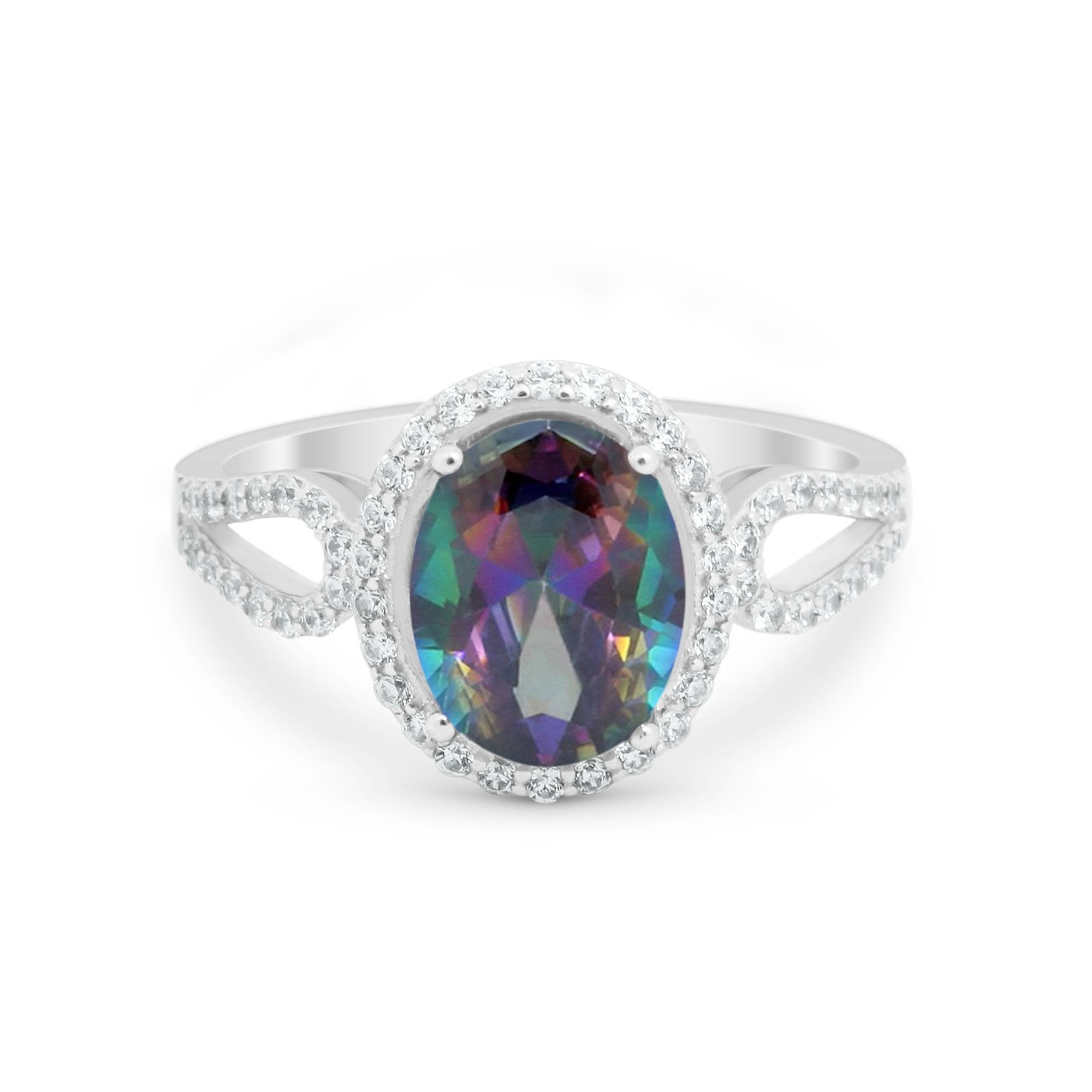 Halo Art Deco Engagement Ring Round Simulated Cubic Zirconia 925 Sterling Silver