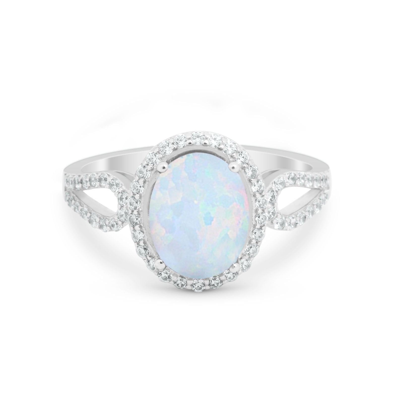 Halo Art Deco Engagement Ring Round Simulated Cubic Zirconia 925 Sterling Silver