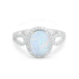 Halo Art Deco Engagement Ring Round Simulated Cubic Zirconia 925 Sterling Silver