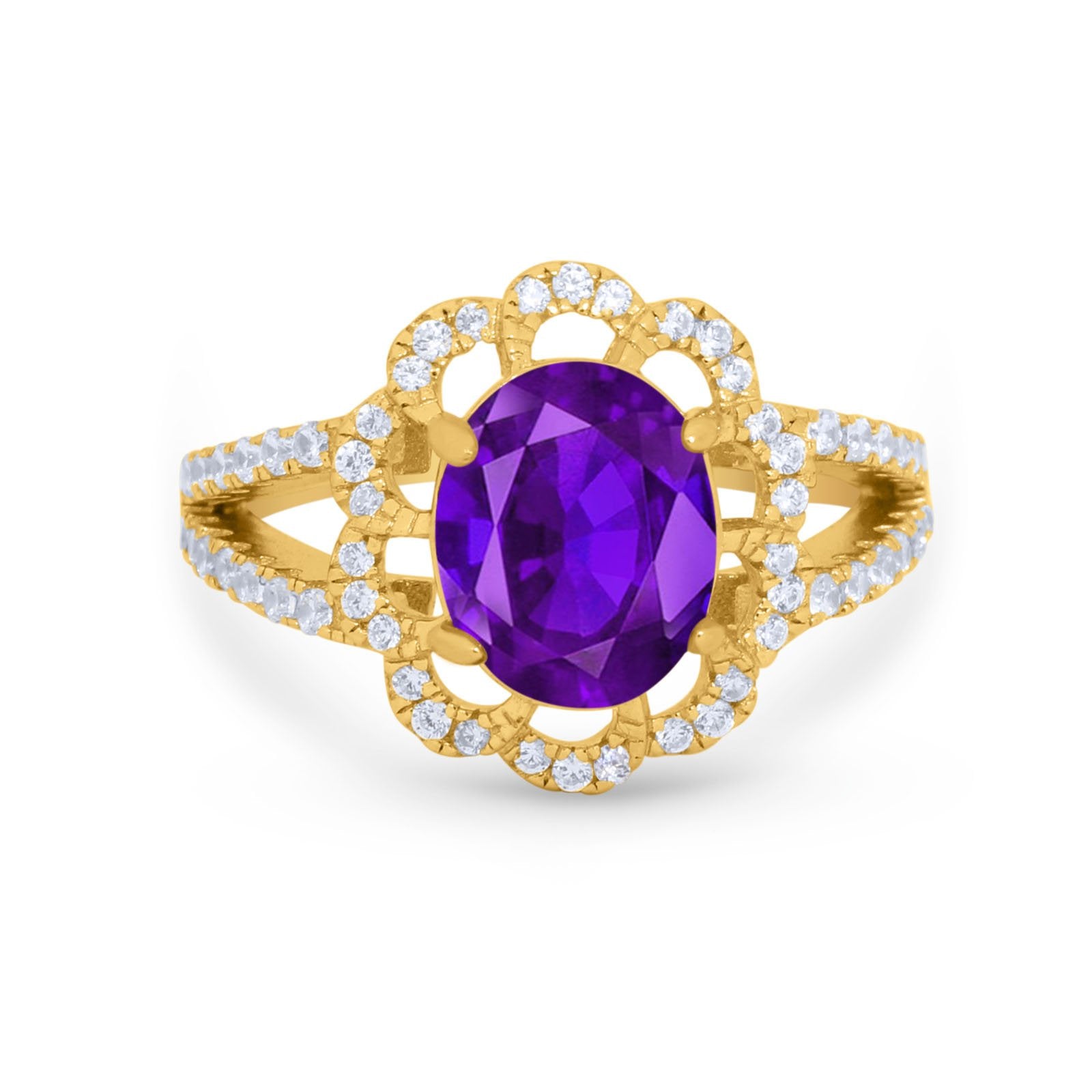 Vintage Style Oval Engagement Ring Round Simulated CZ 925 Sterling Silver