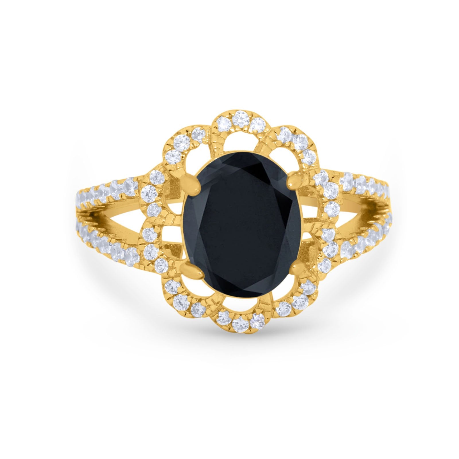 Vintage Style Oval Engagement Ring Round Simulated CZ 925 Sterling Silver