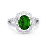 Vintage Style Oval Engagement Ring Round Simulated CZ 925 Sterling Silver