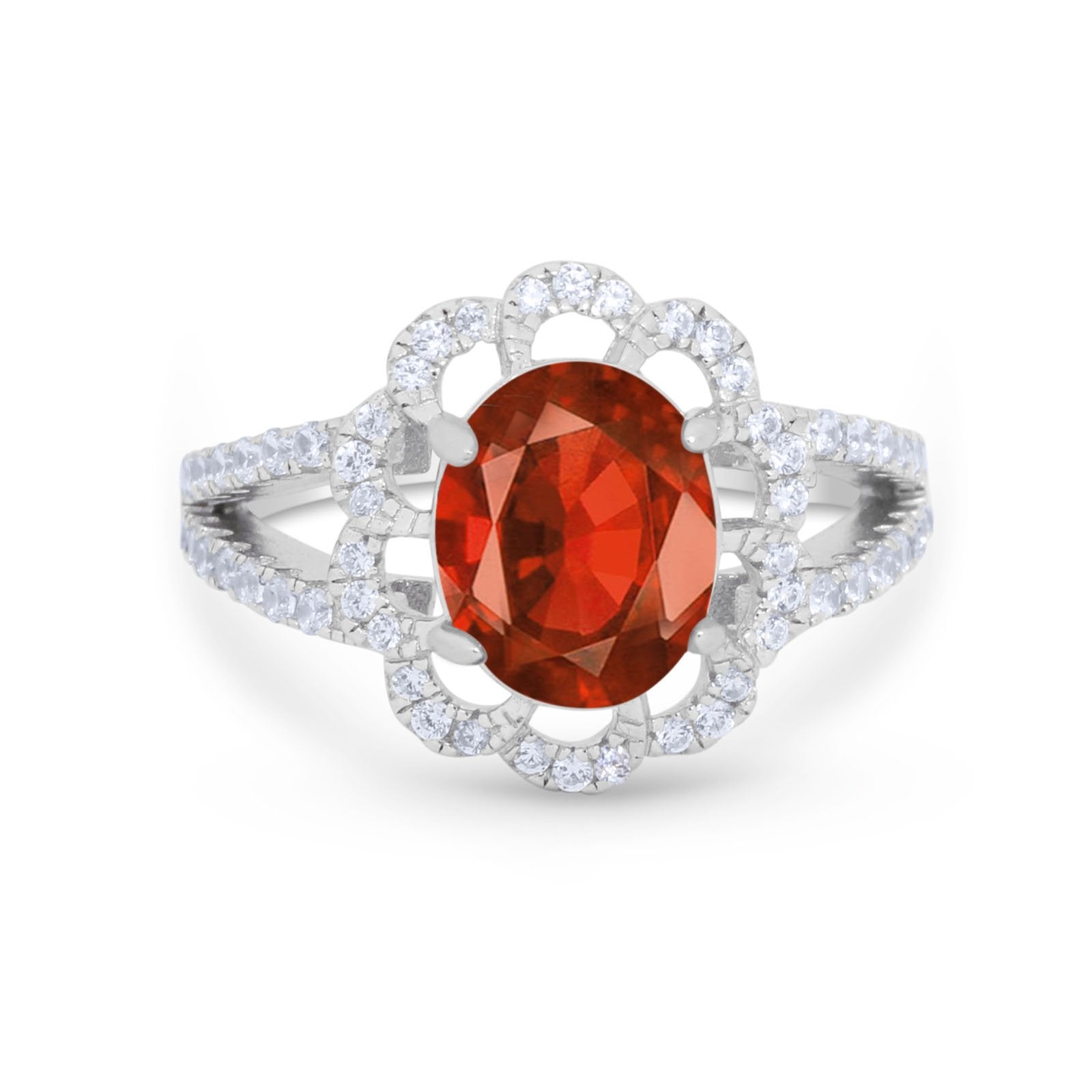 Vintage Style Oval Engagement Ring Round Simulated CZ 925 Sterling Silver