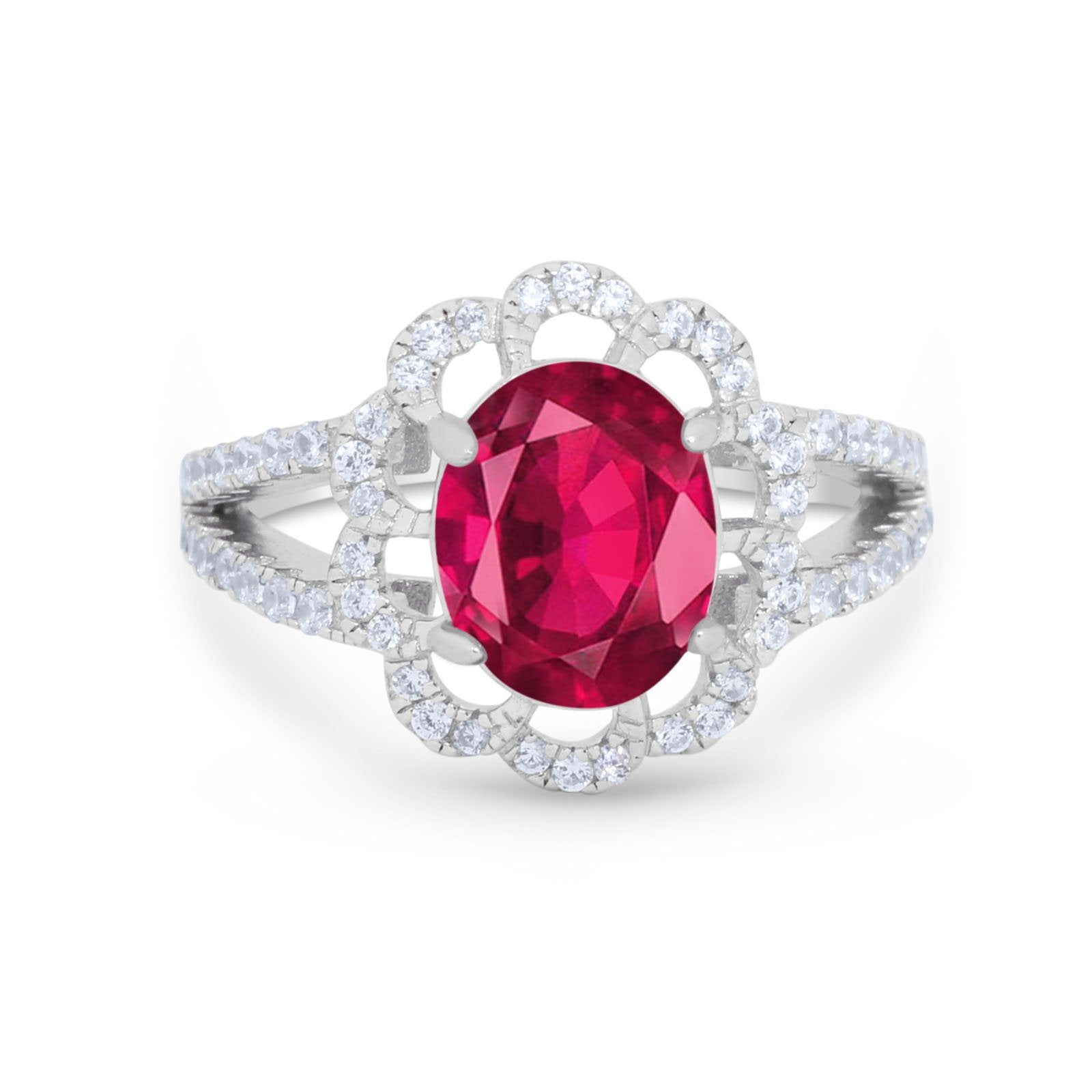Vintage Style Oval Engagement Ring Round Simulated CZ 925 Sterling Silver