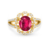 Vintage Style Oval Engagement Ring Round Simulated CZ 925 Sterling Silver