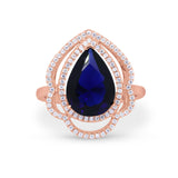 Teardrop Wedding Ring Round Simulated Cubic Zirconia 925 Sterling Silver BA1065