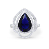Teardrop Wedding Ring Round Simulated Cubic Zirconia 925 Sterling Silver BA1065