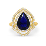 Teardrop Wedding Ring Round Simulated Cubic Zirconia 925 Sterling Silver BA1065
