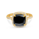 Halo Cushion Cut Engagement Ring Round Simulated Cubic Zirconia 925 Sterling Silver BA1066