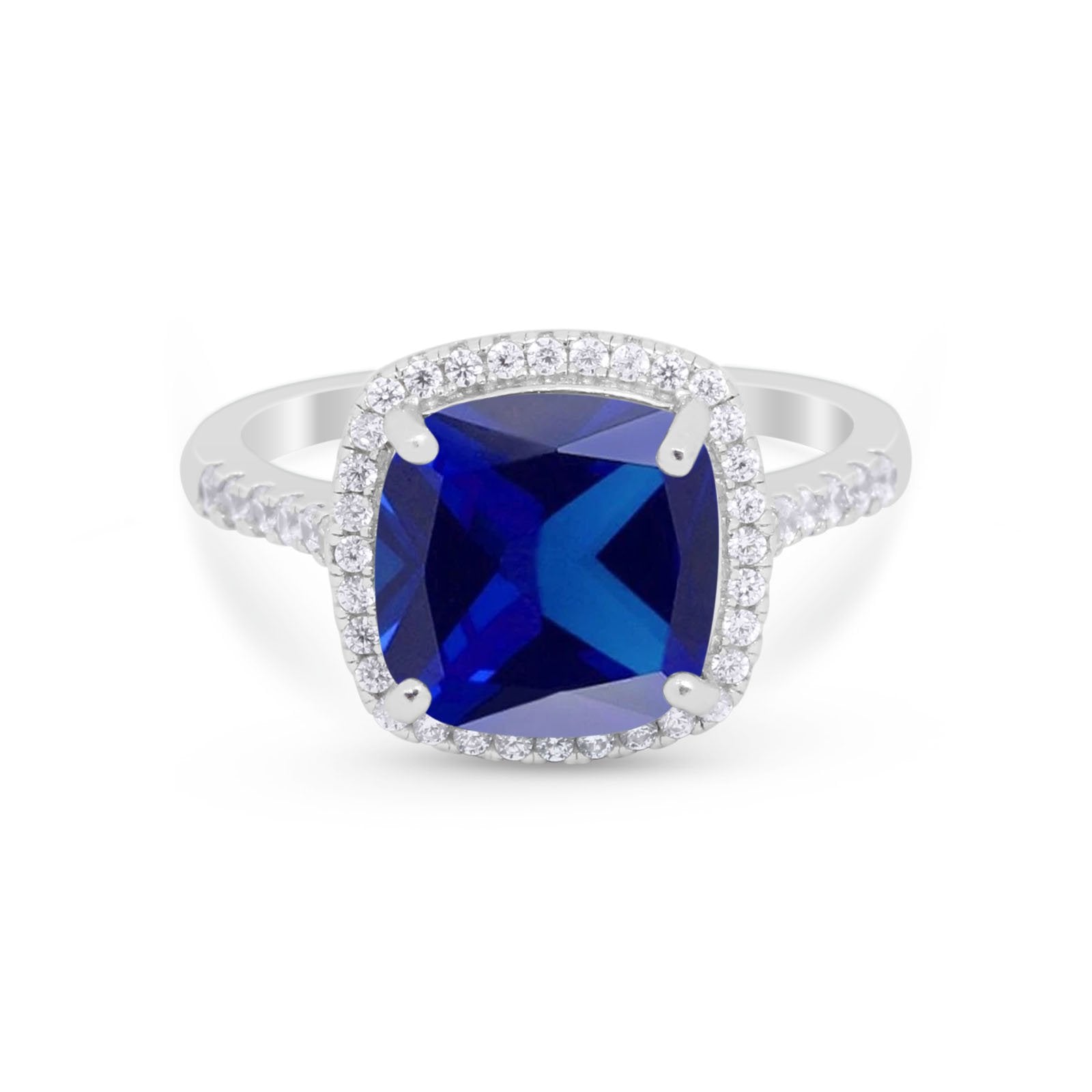 Halo Cushion Cut Engagement Ring Round Simulated Cubic Zirconia 925 Sterling Silver BA1066