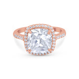 Halo Cushion Cut Engagement Ring Round Simulated Cubic Zirconia 925 Sterling Silver BA1066
