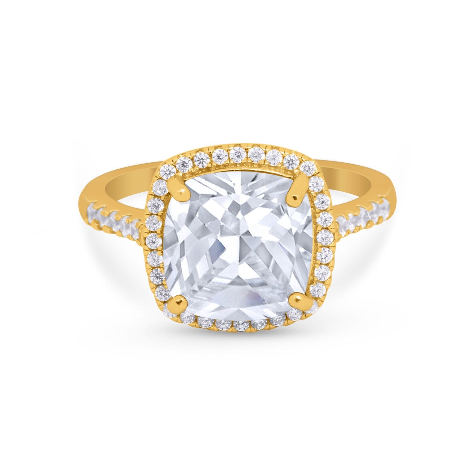 Halo Cushion Cut Engagement Ring Round Simulated Cubic Zirconia 925 Sterling Silver BA1066