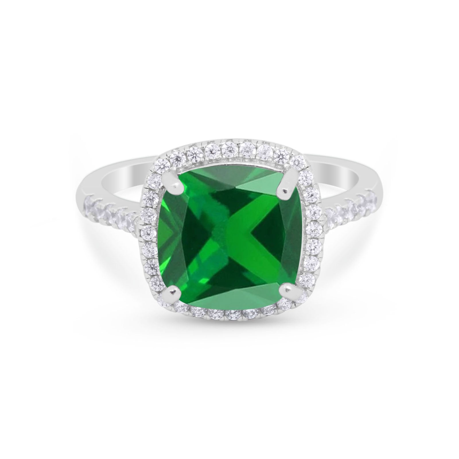 Halo Cushion Cut Engagement Ring Round Simulated Cubic Zirconia 925 Sterling Silver BA1066