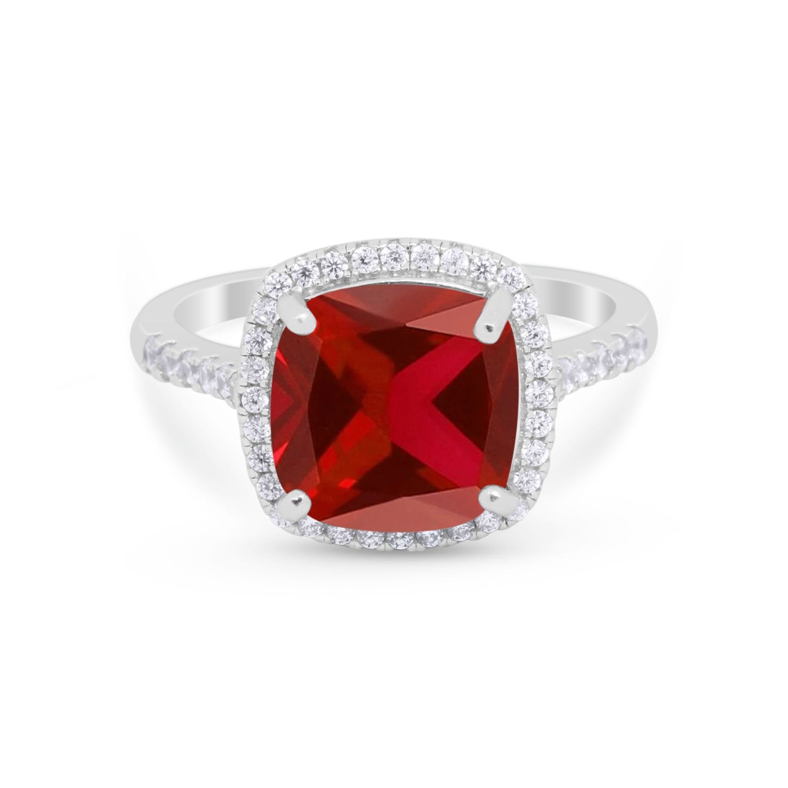 Halo Cushion Cut Engagement Ring Round Simulated Cubic Zirconia 925 Sterling Silver BA1066
