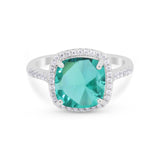 Halo Cushion Cut Engagement Ring Round Simulated Cubic Zirconia 925 Sterling Silver BA1066