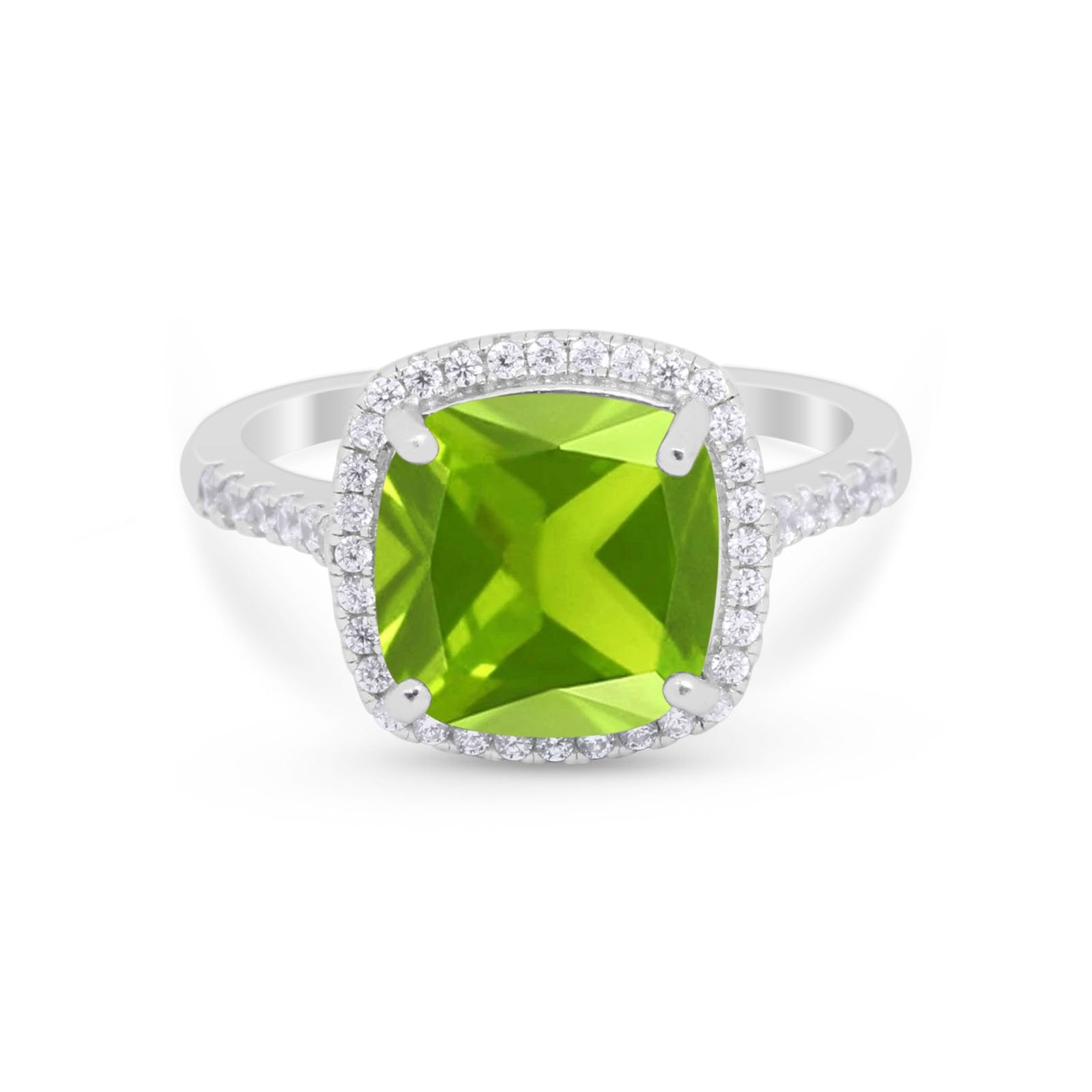 Halo Cushion Cut Engagement Ring Round Simulated Cubic Zirconia 925 Sterling Silver BA1066
