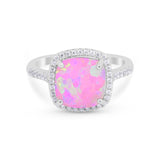 Halo Cushion Cut Engagement Ring Round Simulated Cubic Zirconia 925 Sterling Silver BA1066
