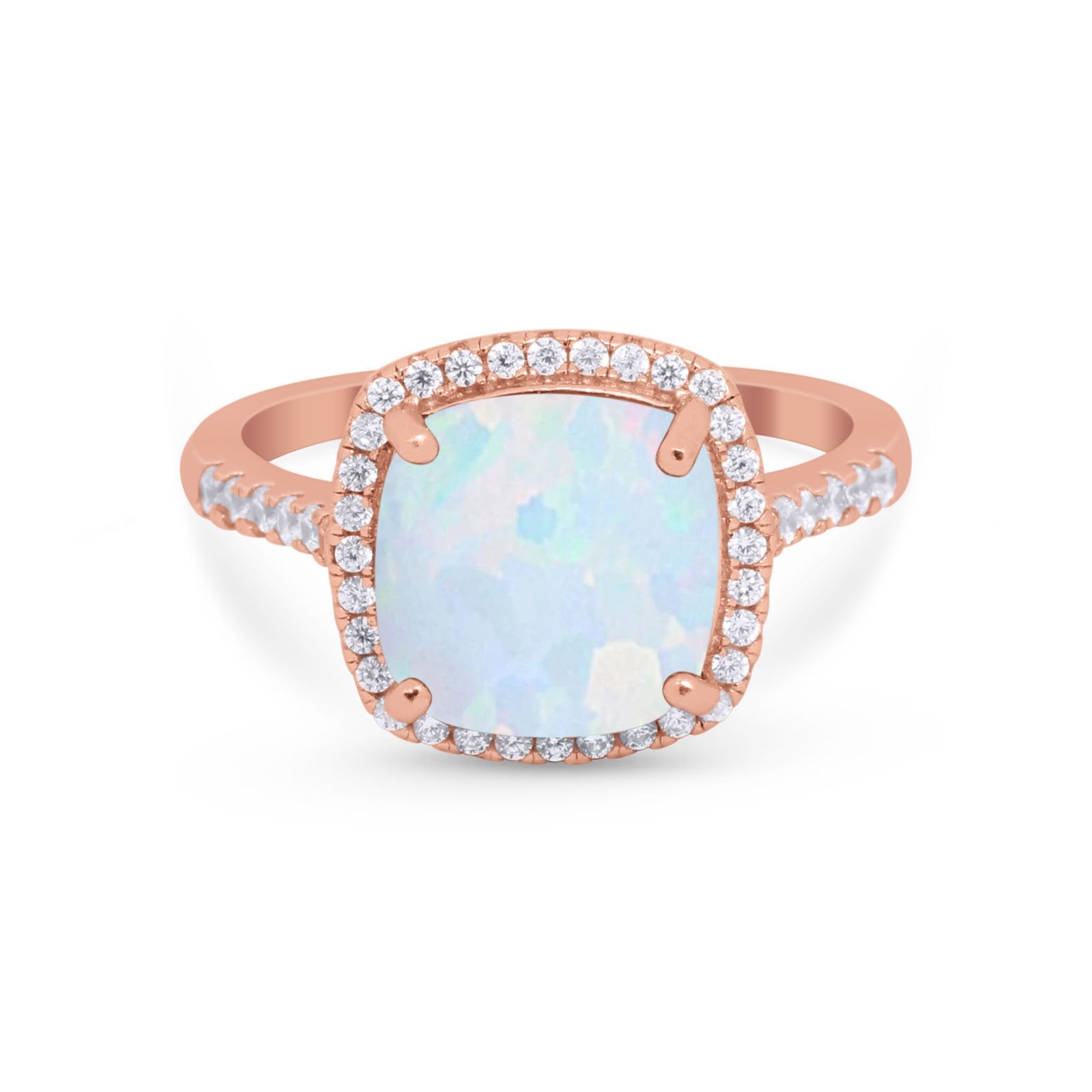 Halo Cushion Cut Engagement Ring Round Simulated Cubic Zirconia 925 Sterling Silver BA1066