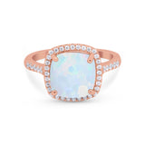 Halo Cushion Cut Engagement Ring Round Simulated Cubic Zirconia 925 Sterling Silver BA1066