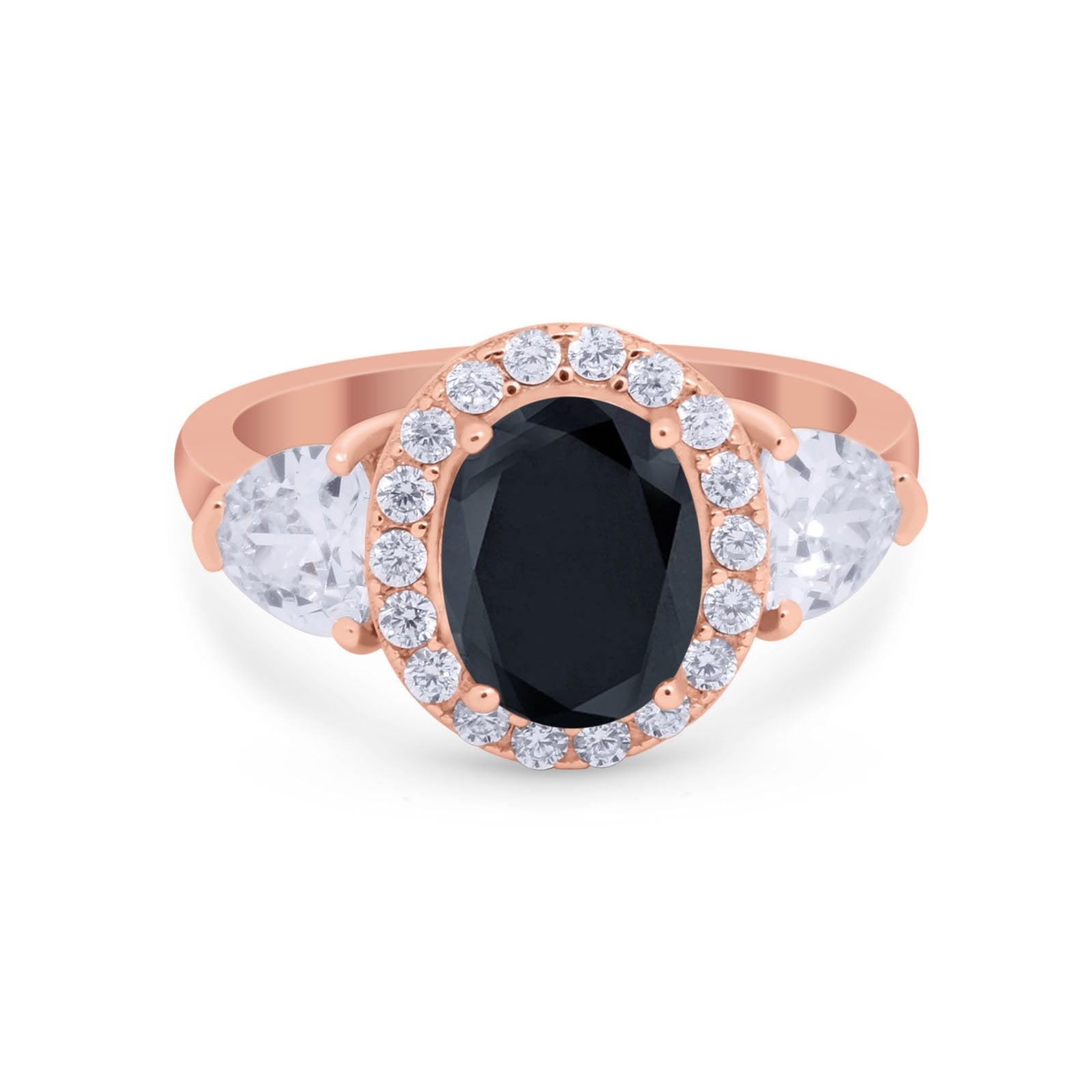 Three Stone Engagement Ring Simulated Cubic Zirconia 925 Sterling Silver BA1067