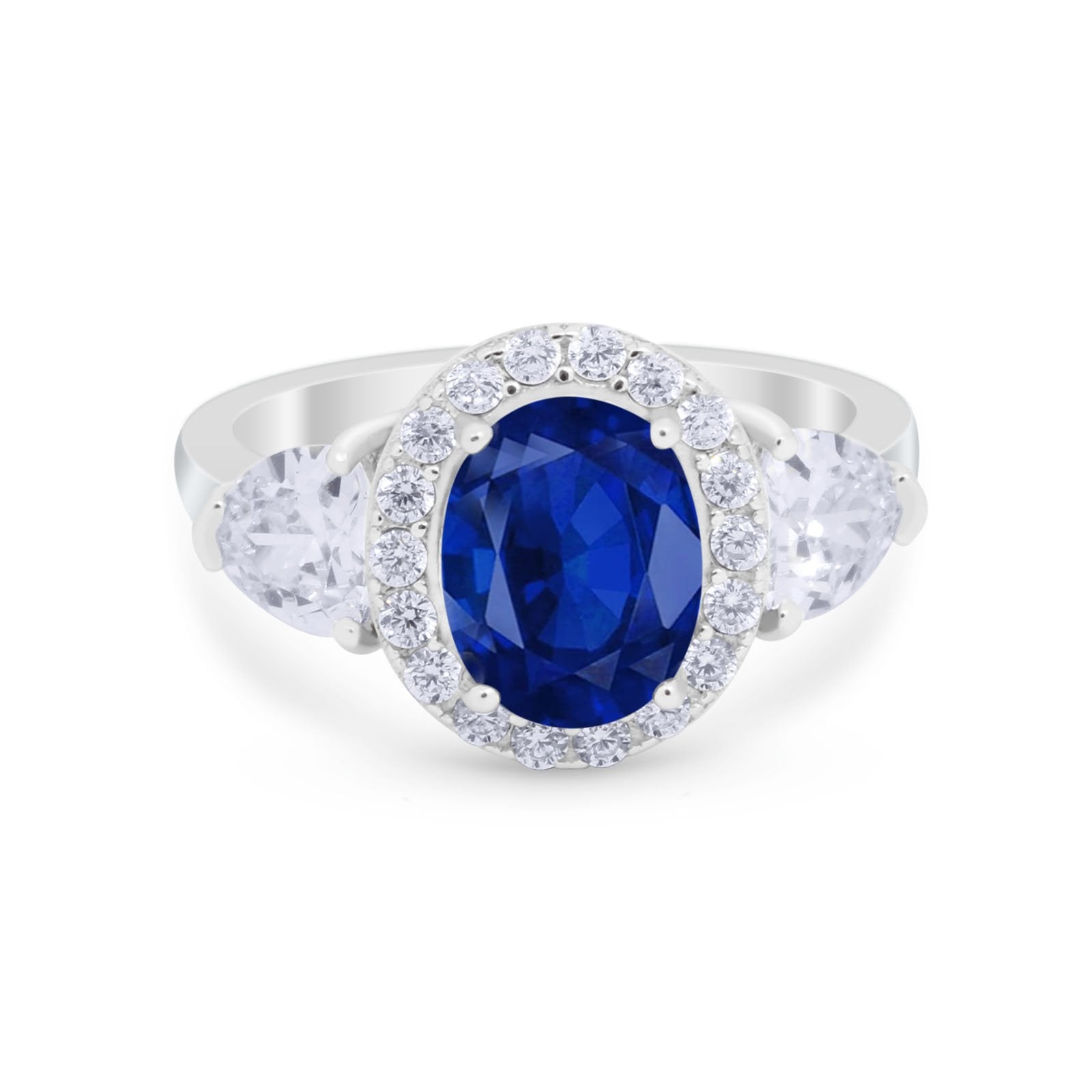 Three Stone Engagement Ring Simulated Cubic Zirconia 925 Sterling Silver BA1067