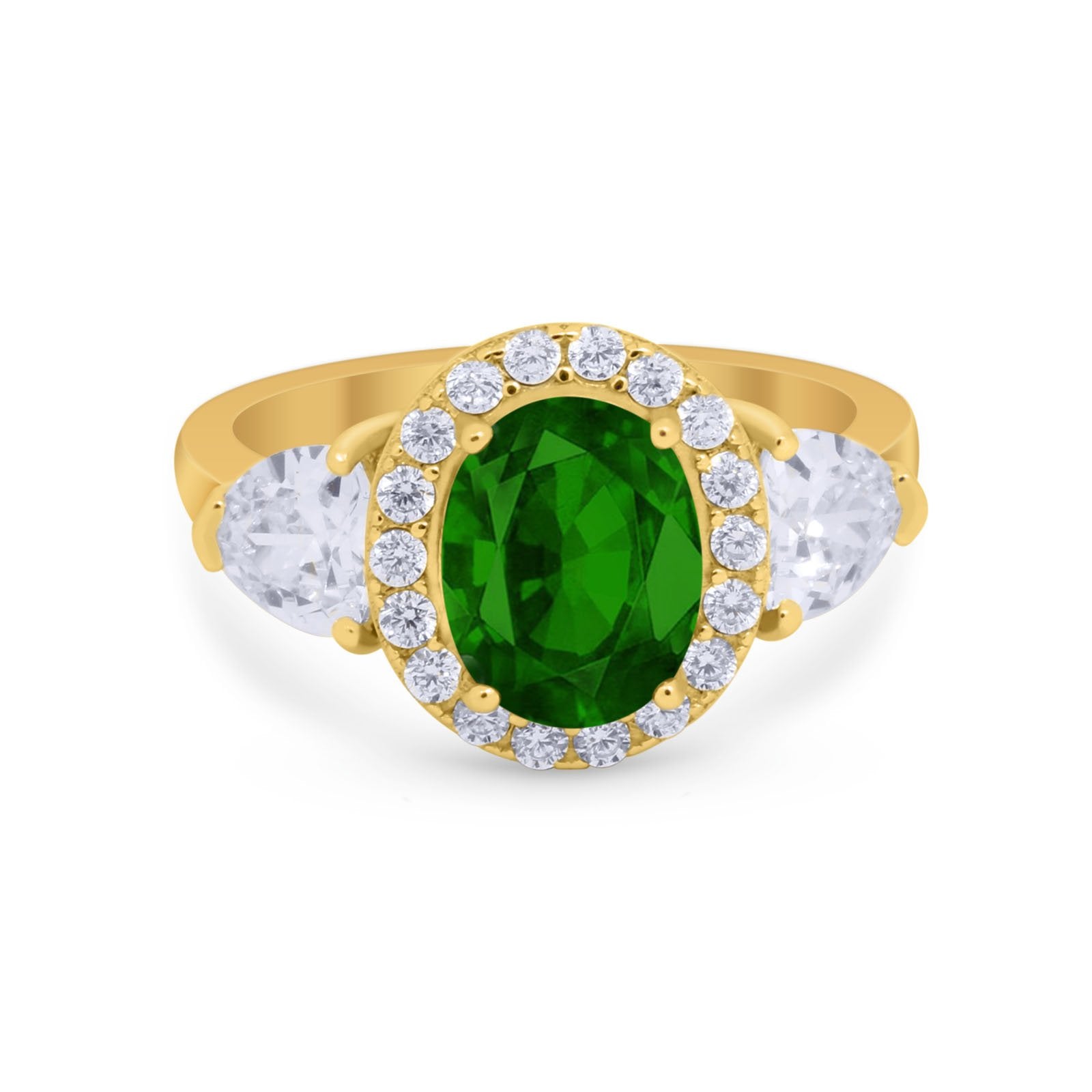 Three Stone Engagement Ring Simulated Cubic Zirconia 925 Sterling Silver BA1067