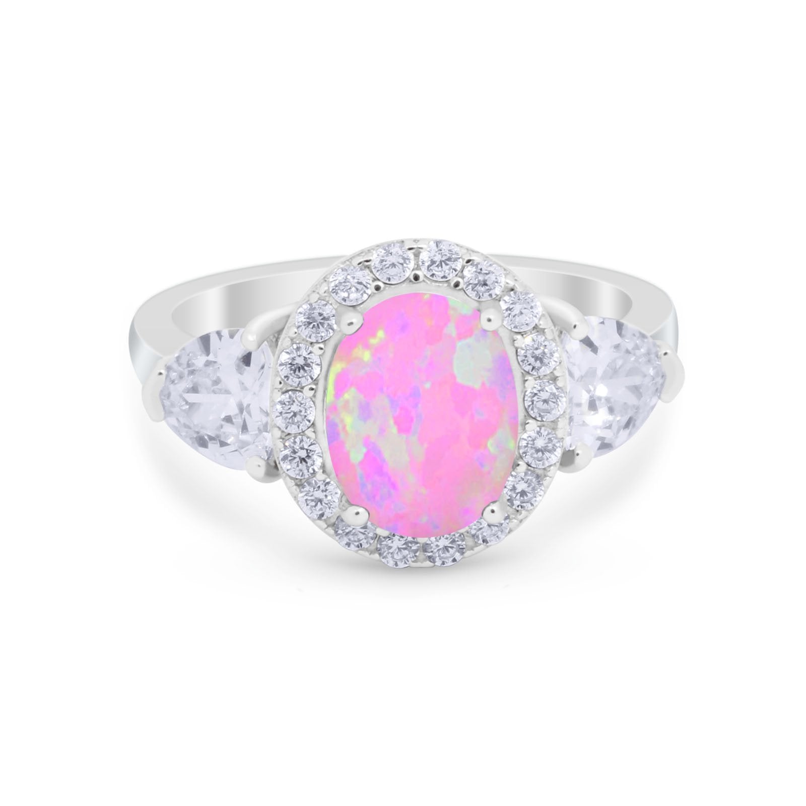Three Stone Engagement Ring Simulated Cubic Zirconia 925 Sterling Silver BA1067