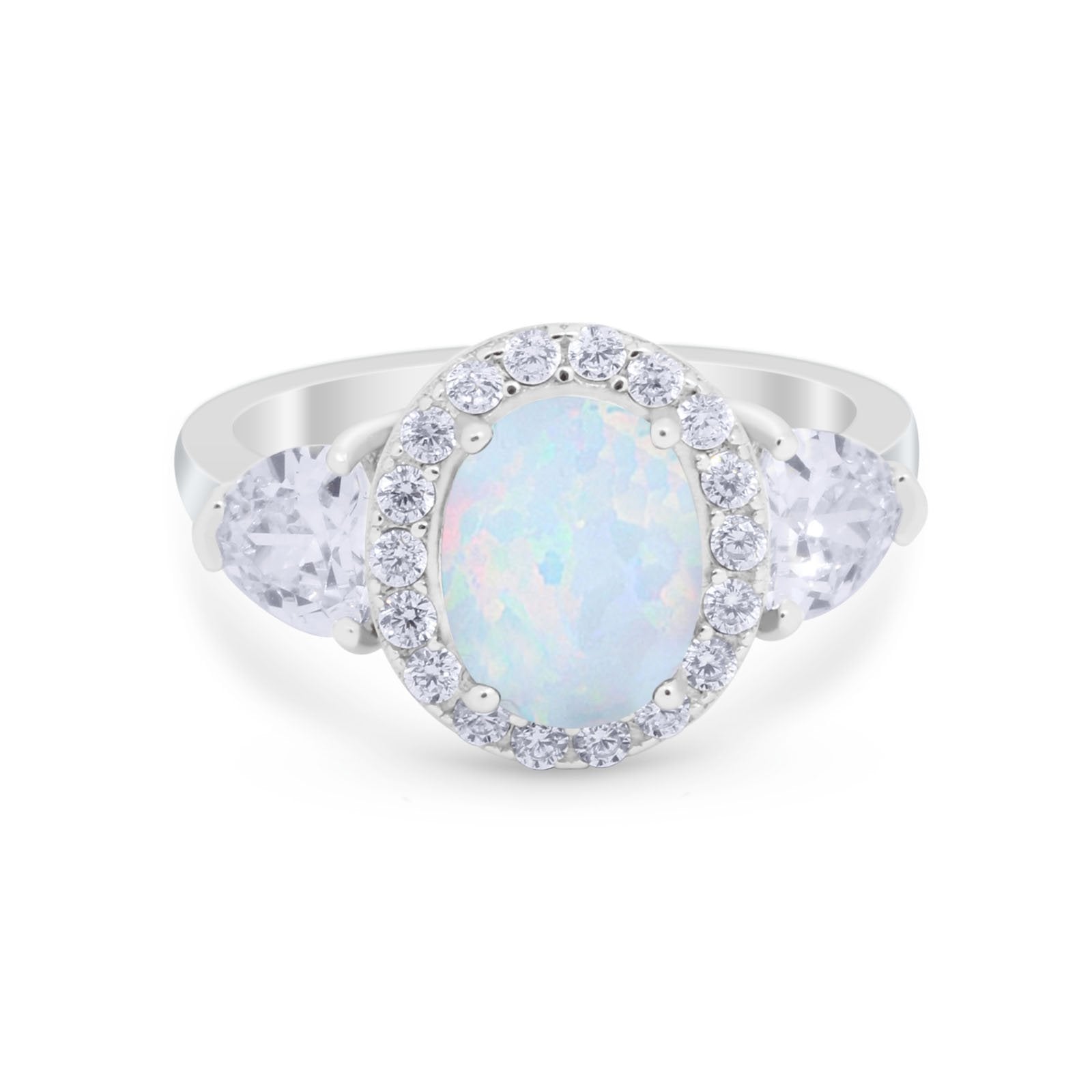 Three Stone Engagement Ring Simulated Cubic Zirconia 925 Sterling Silver BA1067