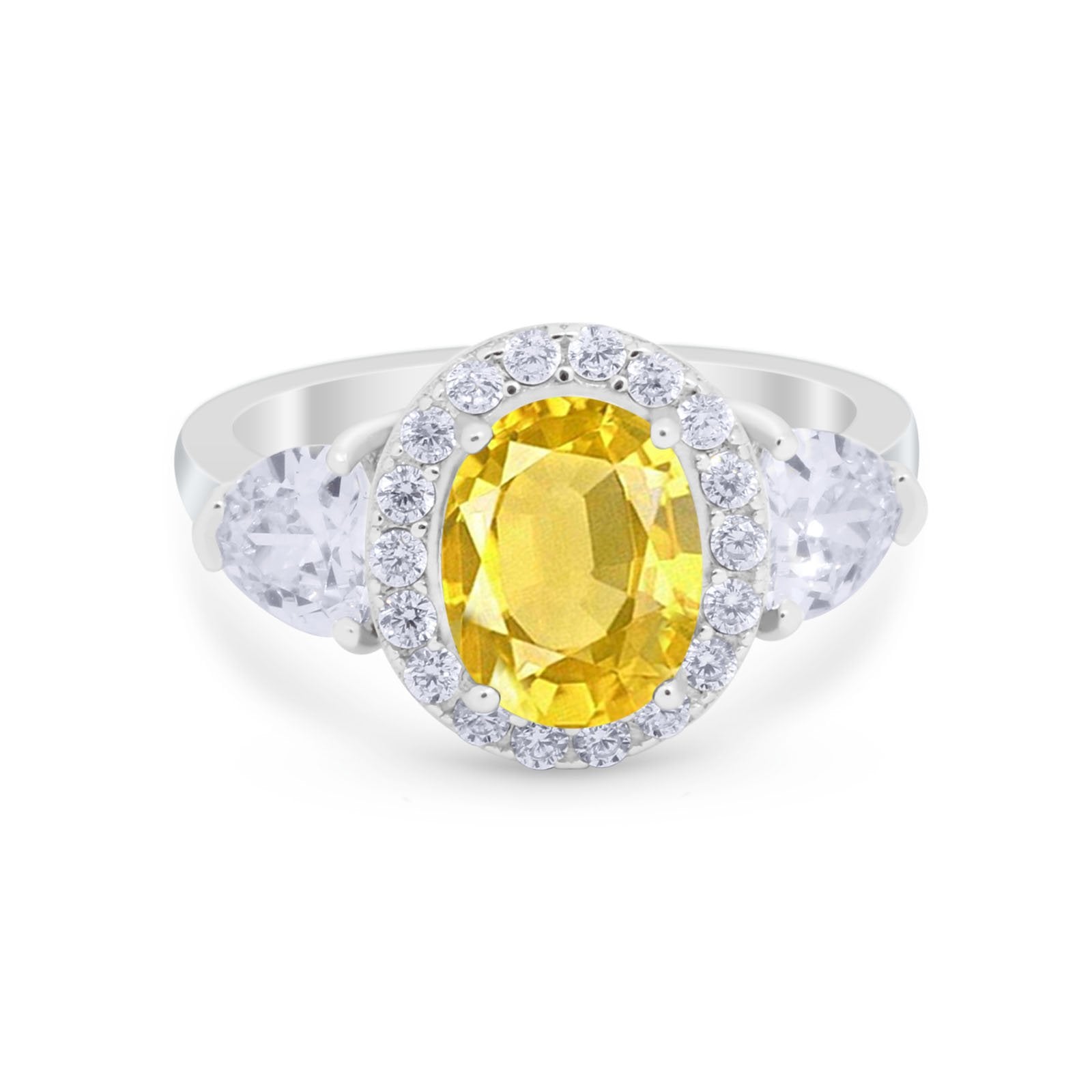 Three Stone Engagement Ring Simulated Cubic Zirconia 925 Sterling Silver BA1067