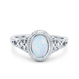 Solitaire Oval Lab Created Opal Wedding Ring Cubic Zirconia 925 Sterling Silver