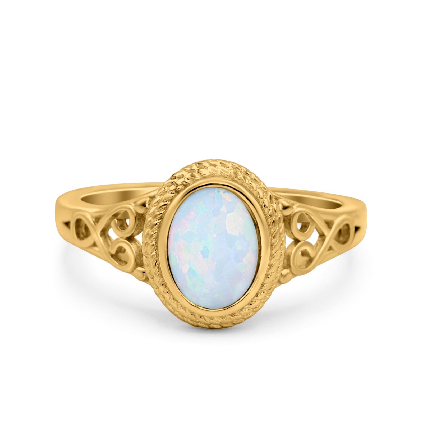 Solitaire Oval Lab Created Opal Wedding Ring Cubic Zirconia 925 Sterling Silver