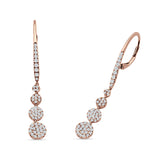 Dangle Drop Leverback Earrings Graduated Circles Cubic Zirconia 925 Sterling Silver