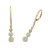 Dangle Drop Leverback Earrings Graduated Circles Cubic Zirconia 925 Sterling Silver