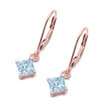 Princess Cut Dangle Drop Leverback Earrings Cubic Zirconia 925 Sterling Silver