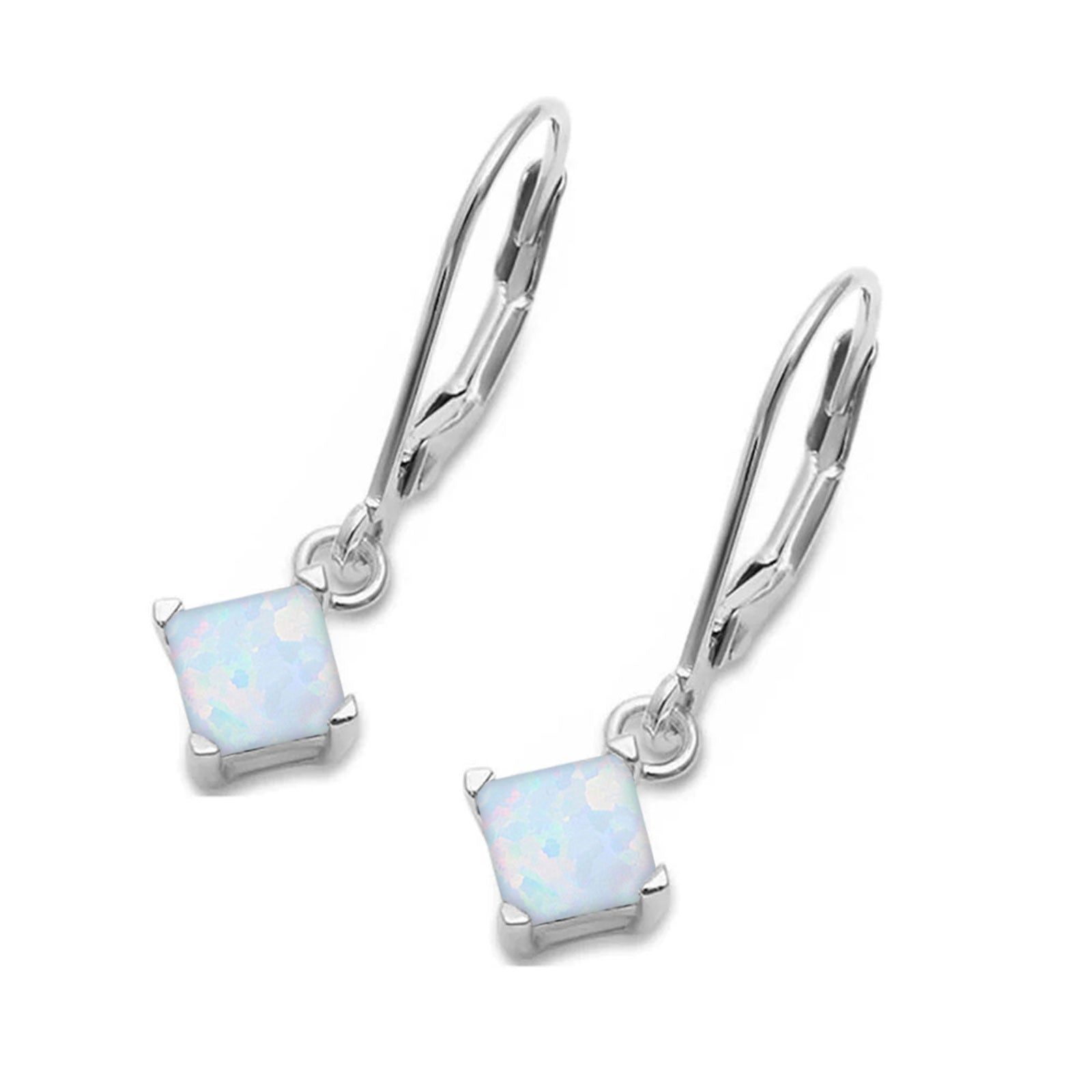 Princess Cut Dangle Drop Leverback Earrings Cubic Zirconia 925 Sterling Silver