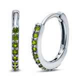 Half Eternity Huggie Hoop Earrings Round Simulated Cubic Zirconia 925 Sterling Silver (16mm)