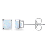 Solitaire Princess Cut Stud Earrings 925 Sterling Silver Size 3mm-9mm