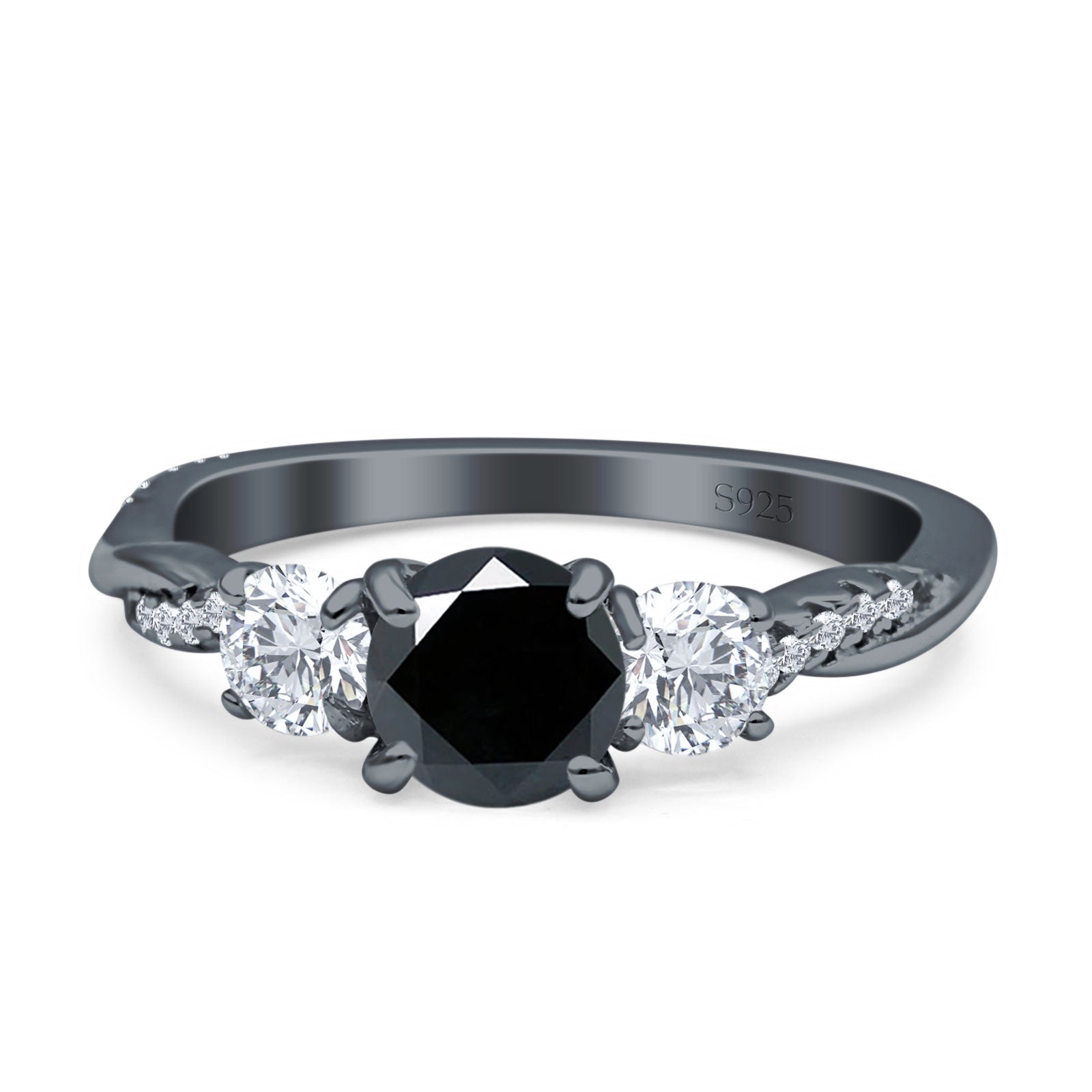 Infinity Round Three Stone Ring Cubic Zirconia 925 Sterling Silver