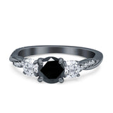 Infinity Round Three Stone Ring Cubic Zirconia 925 Sterling Silver