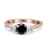 Infinity Round Three Stone Ring Cubic Zirconia 925 Sterling Silver