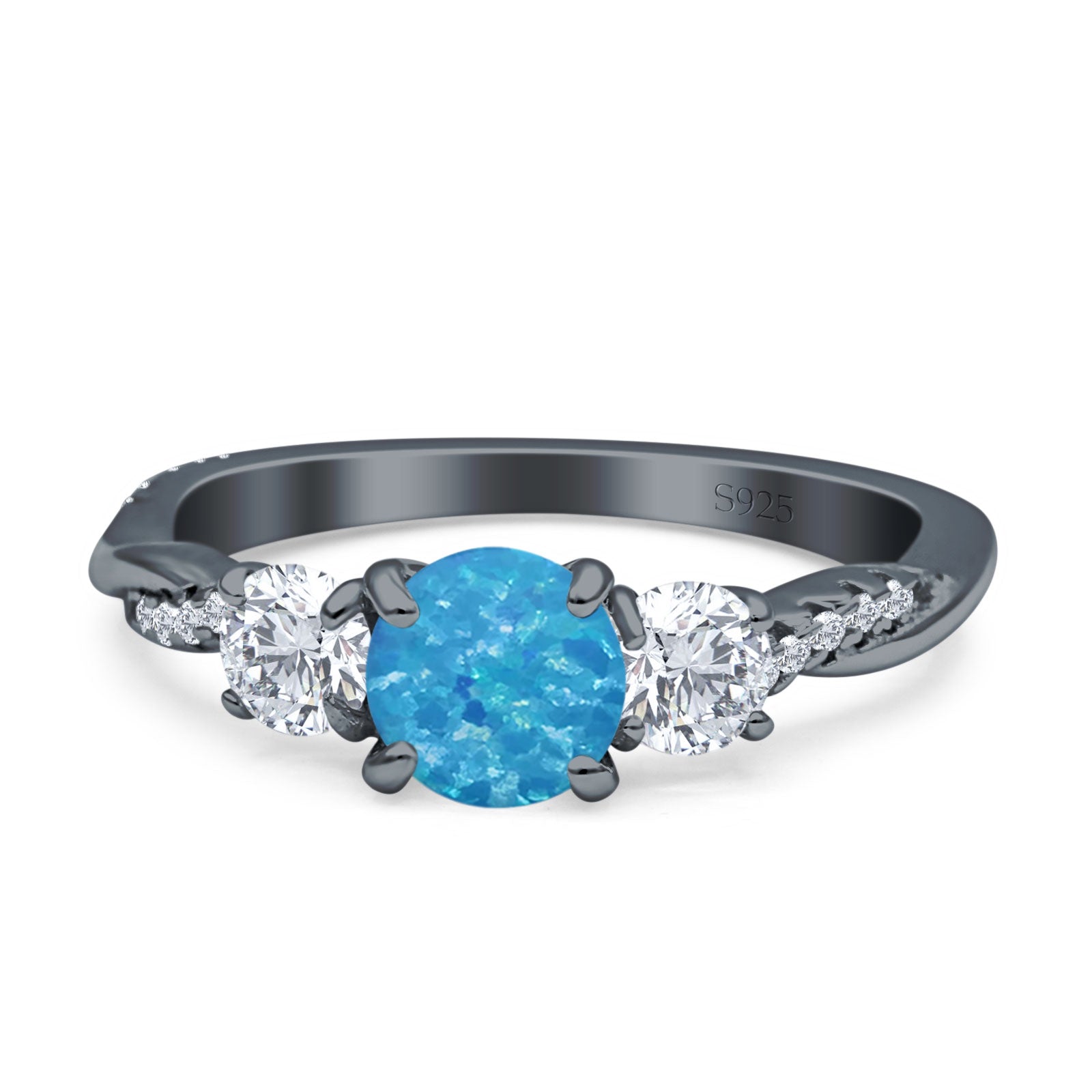 Infinity Round Three Stone Ring Cubic Zirconia 925 Sterling Silver