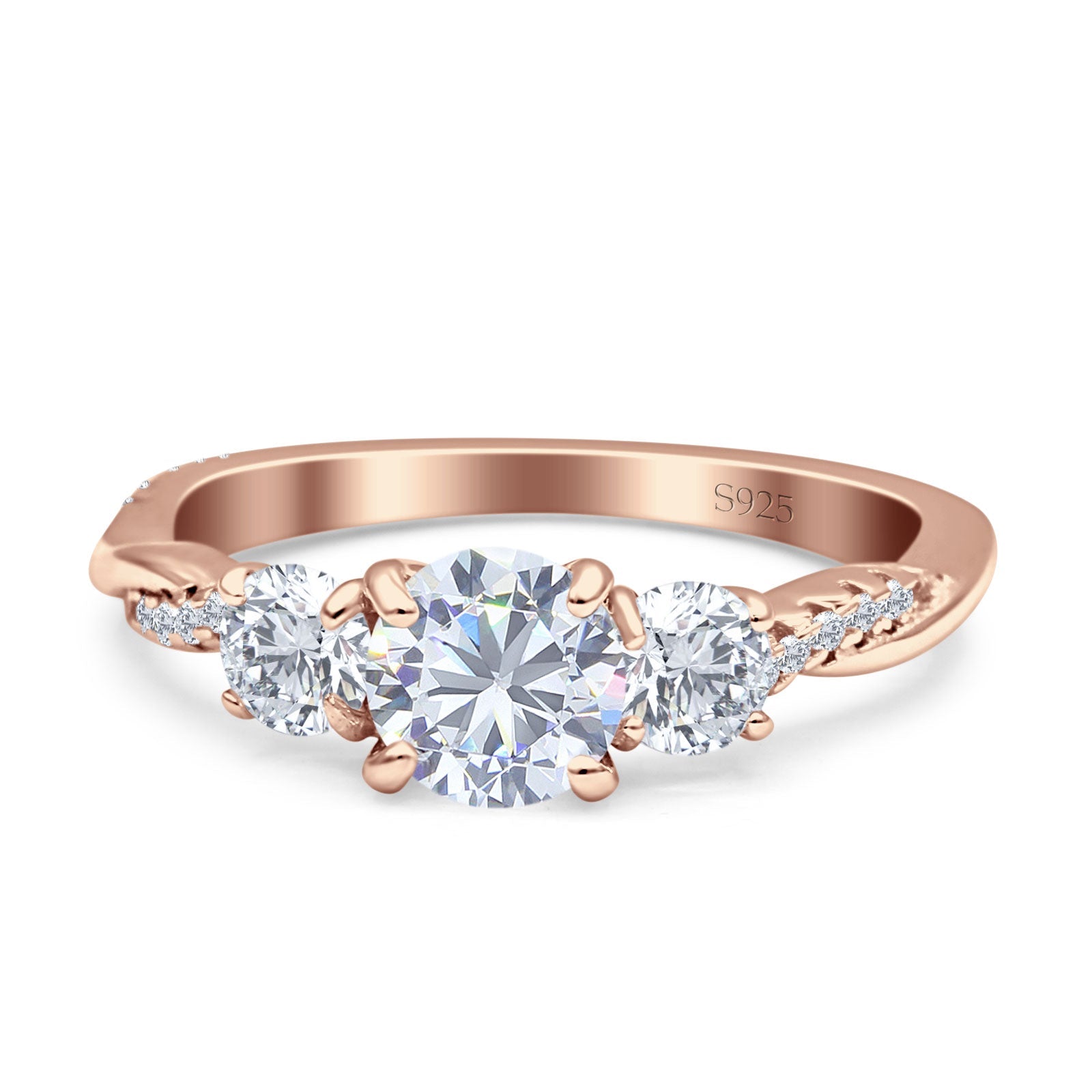 Infinity Round Three Stone Ring Cubic Zirconia 925 Sterling Silver