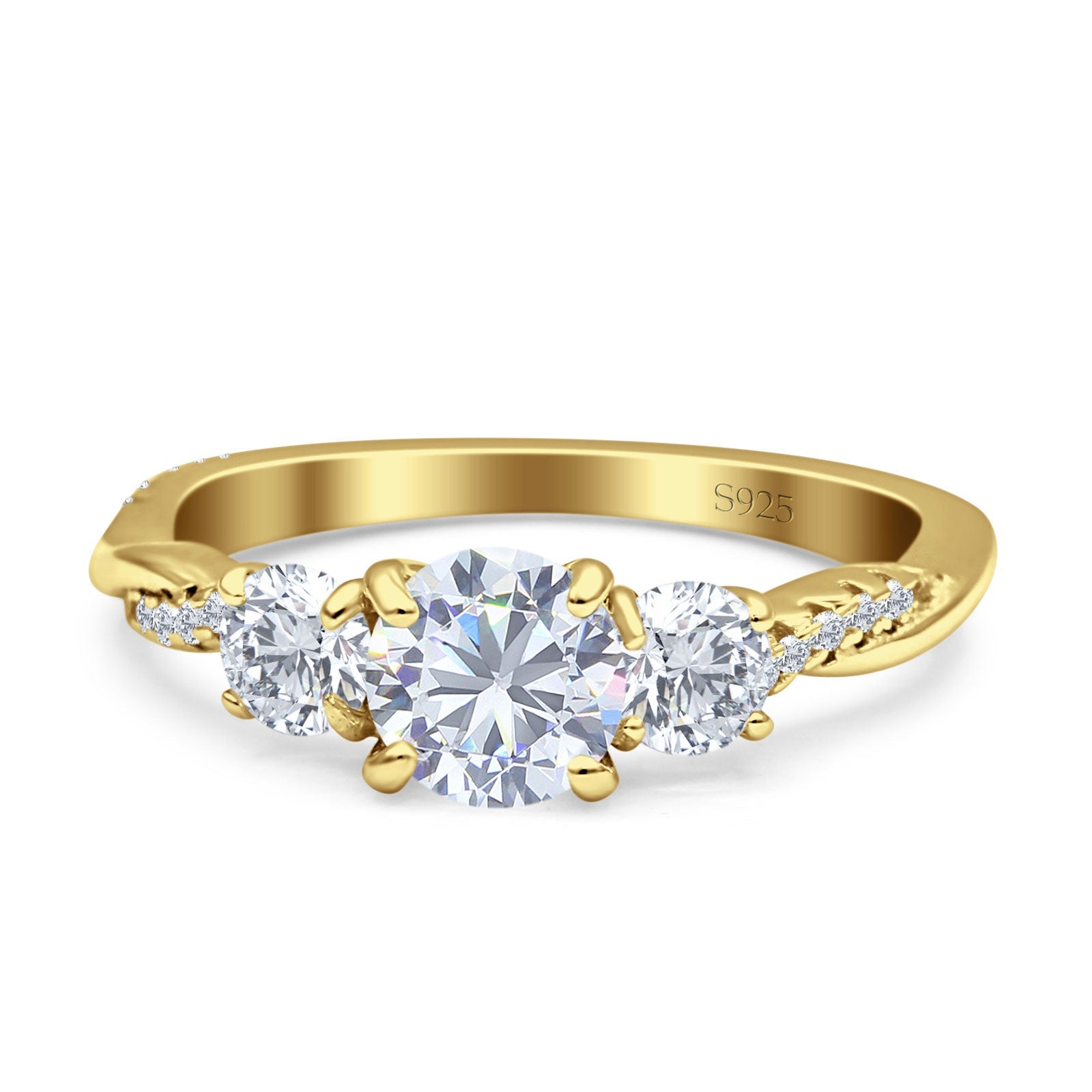 Infinity Round Three Stone Ring Cubic Zirconia 925 Sterling Silver