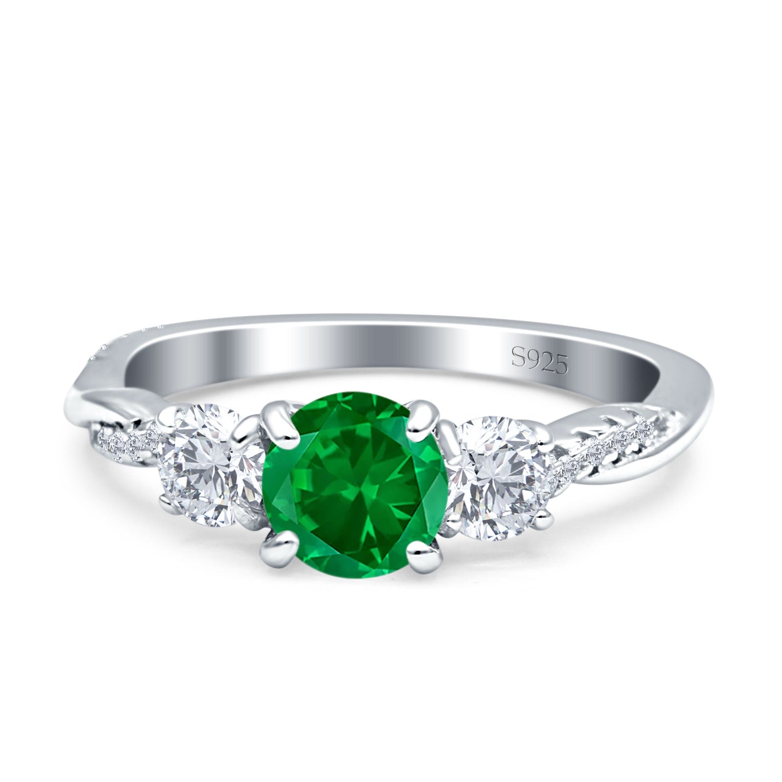 Infinity Round Three Stone Ring Cubic Zirconia 925 Sterling Silver