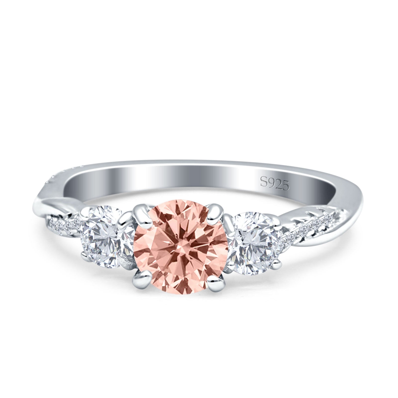 Infinity Round Three Stone Ring Cubic Zirconia 925 Sterling Silver