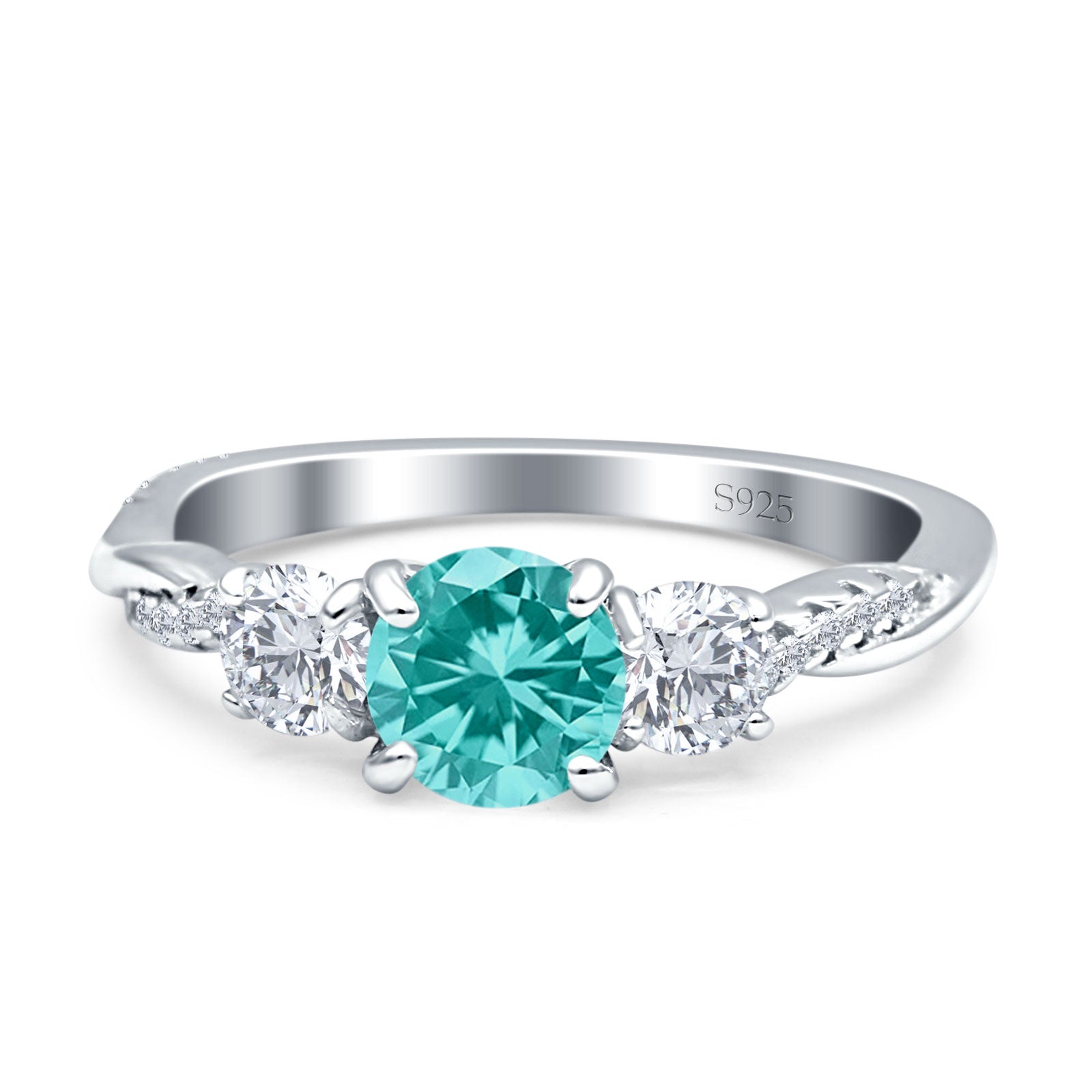 Infinity Round Three Stone Ring Cubic Zirconia 925 Sterling Silver