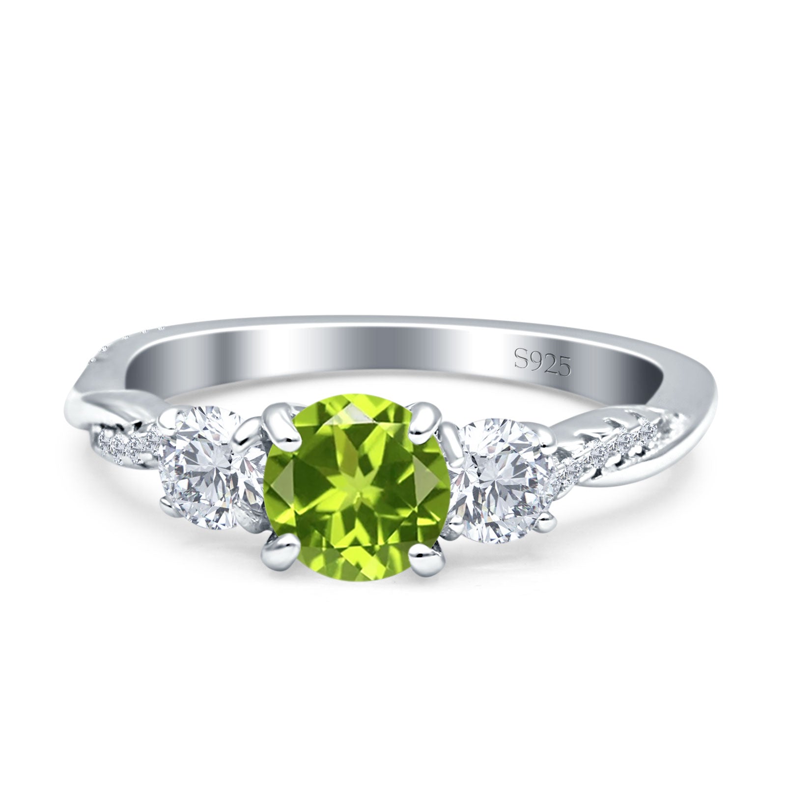 Infinity Round Three Stone Ring Cubic Zirconia 925 Sterling Silver