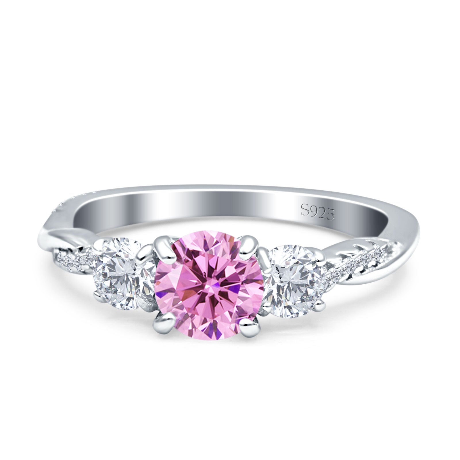 Infinity Round Three Stone Ring Cubic Zirconia 925 Sterling Silver