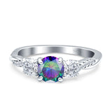 Infinity Round Three Stone Ring Cubic Zirconia 925 Sterling Silver